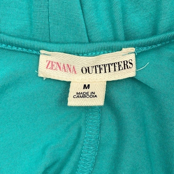 ZENANA Outfitters Teal Blue Criss-Cross Back Quarter Button Henley Pocket Tank - Picture 9 of 12